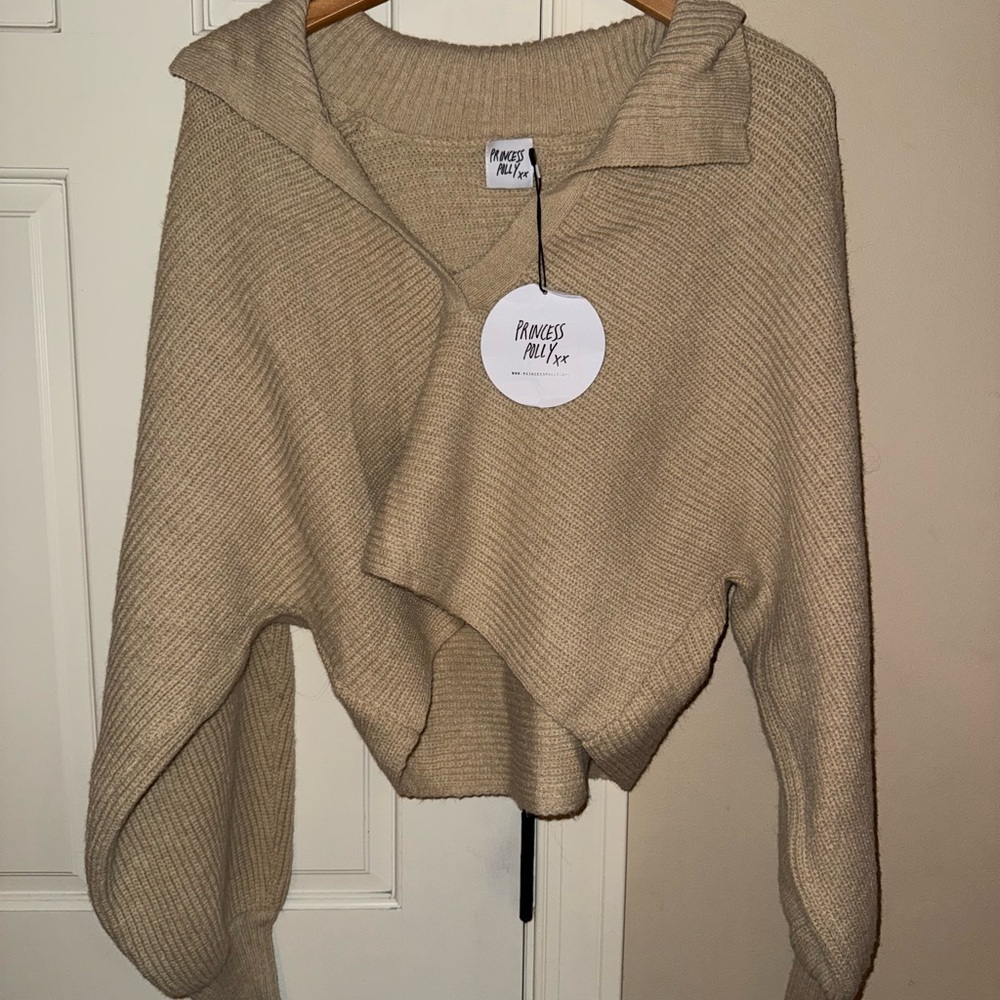 Princess Polly Tan V-Neck Sweater